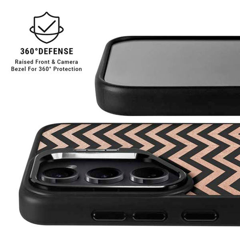 Rose Gold Chevron Split Galaxy S24 FE Kickstand Case